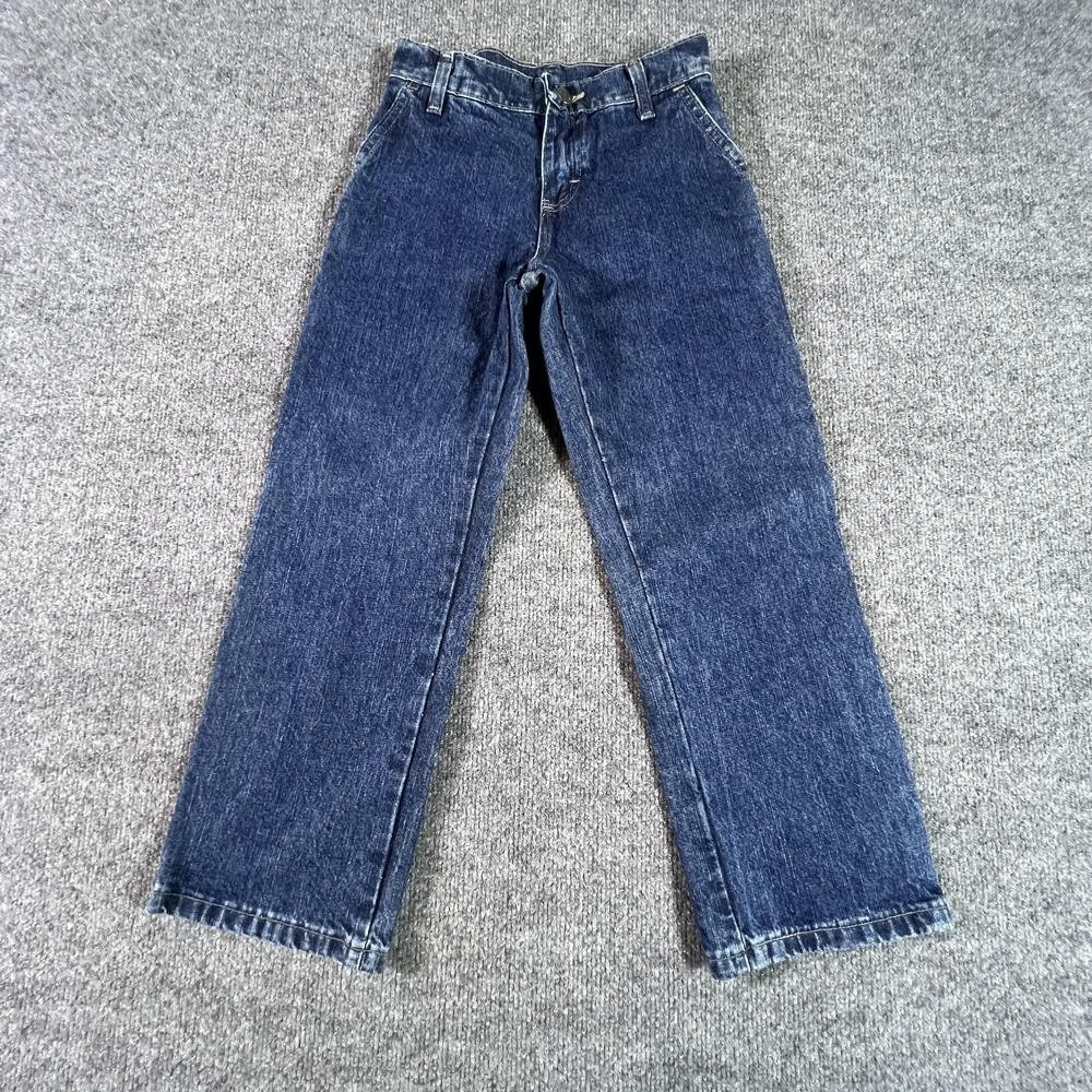 Wrangler Boys 8 Slim Straight Jeans Blue Cotton Denim Carpenter Workwear 7CPBWDV